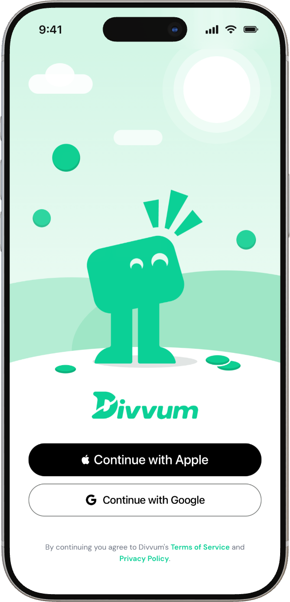 Divvum sign-in screen on a phone